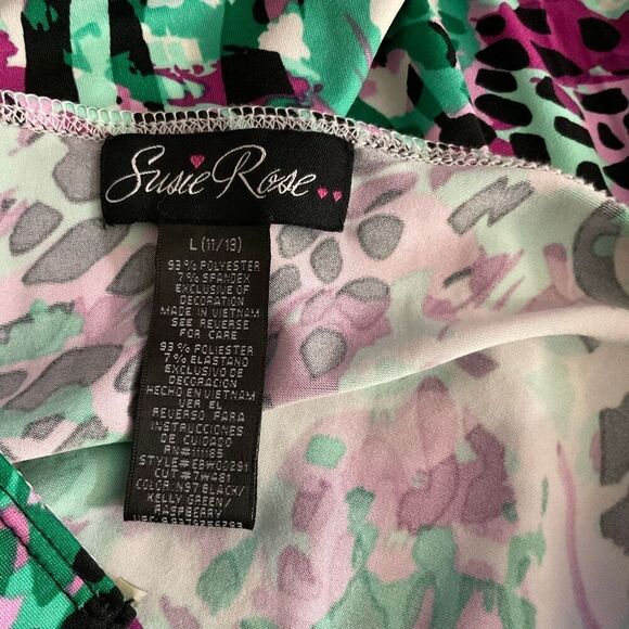 Susie Rose Womens Multicolor Floral Crochet Halter Neck Ruffle Dress Large - Picture 4 of 9